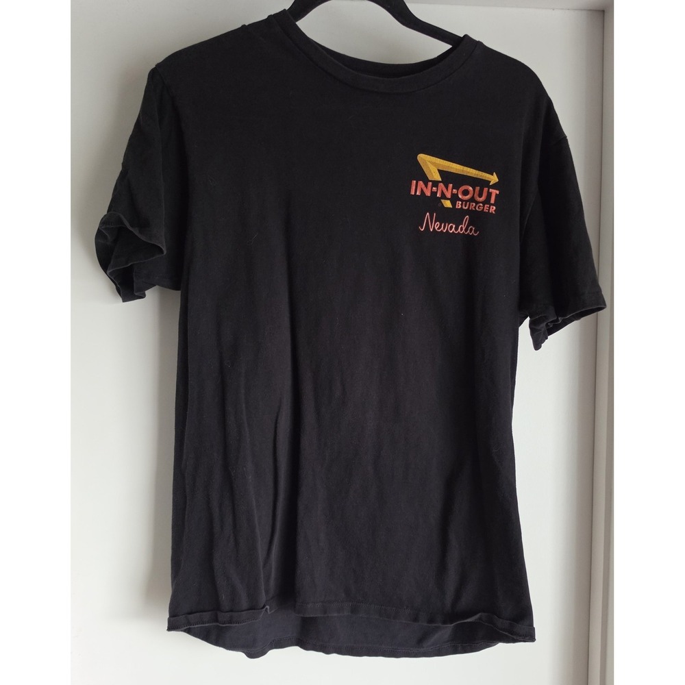 In-N-Out Burger T-Shirt M Black Graphic Print Crew Neck Cotton Tee USA
